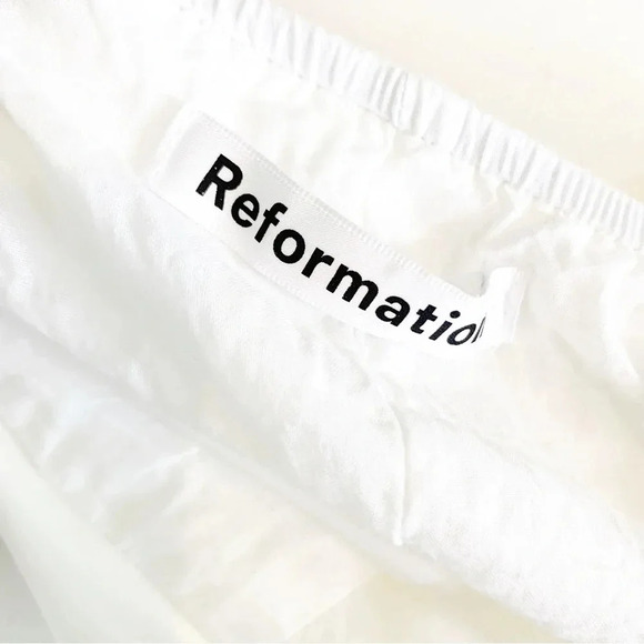 NWT Reformation East White Organic Cotton Tiered Midi Dress Size L - Picture 12 of 16